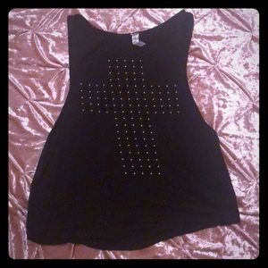 Black cross stud shirt